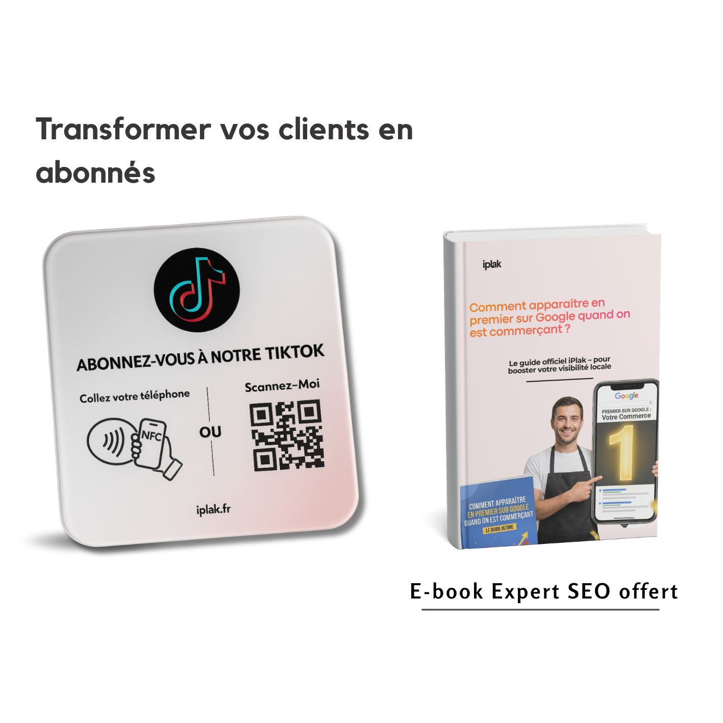 Plaque Abonnés TikTok NFC + QR Code | iPlak TikTok — Boostez vos vues en 5 secondes