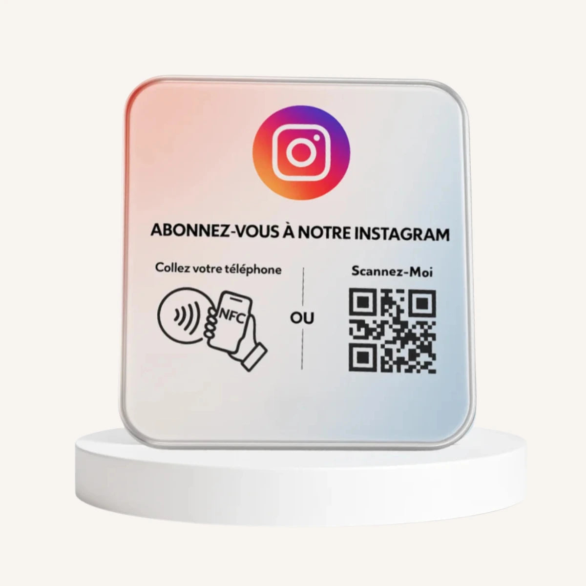 Plaque Abonnés Instagram NFC + QR Code | iPlak Instagram — Gagnez des abonnés en 5 secondes