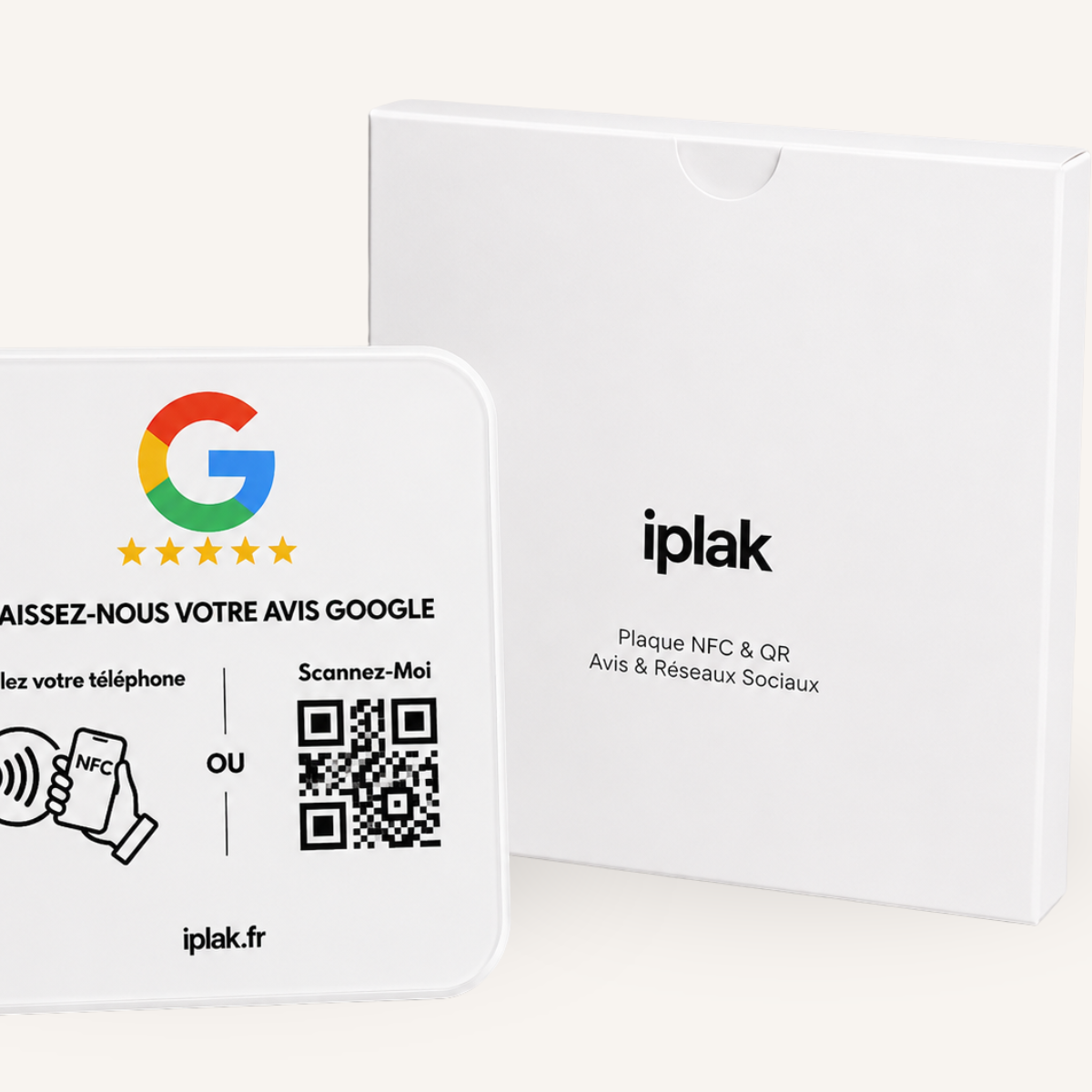 Plaque Avis Google NFC + QR Code | L'iPlak Google — Boostez vos avis en 5 secondes