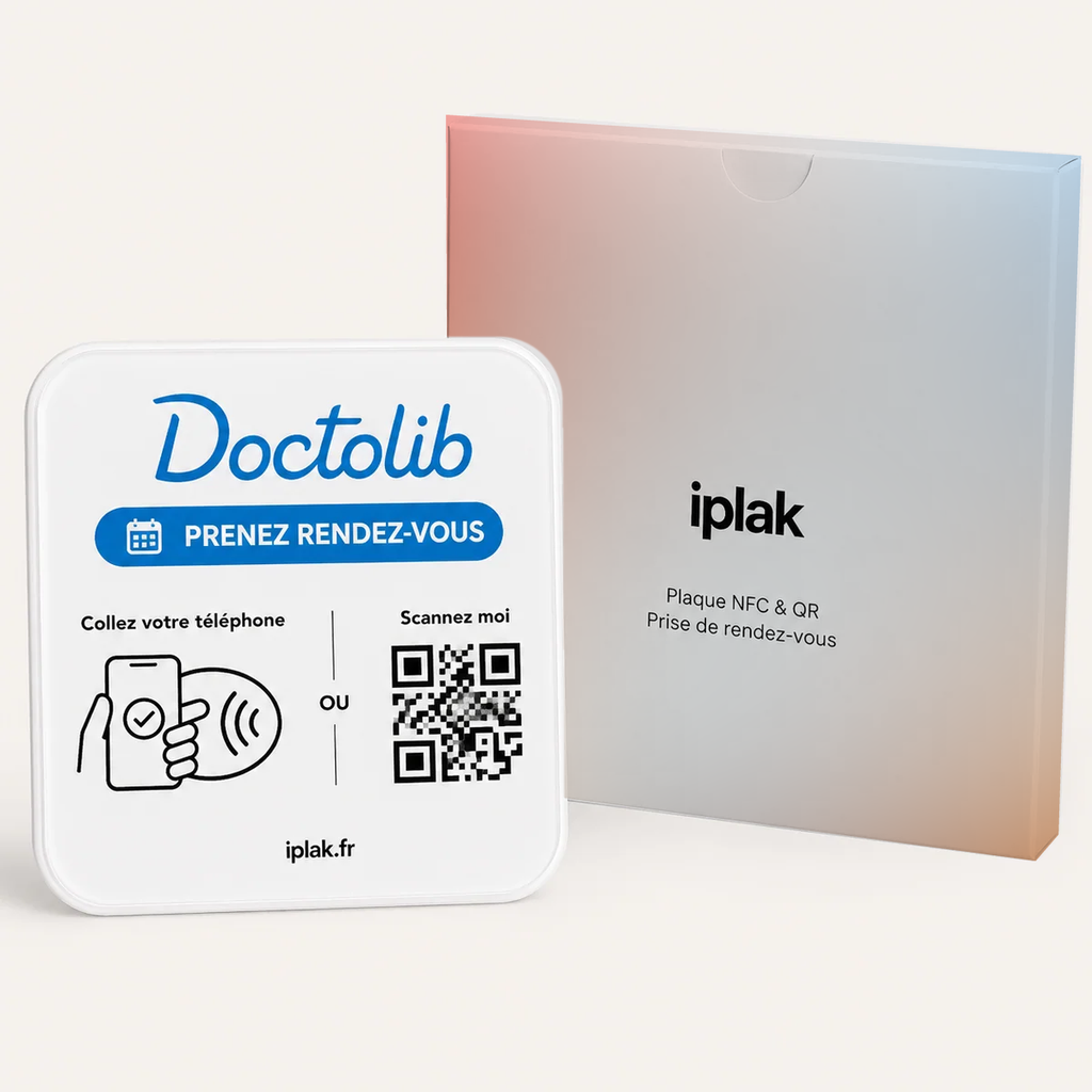 Plaque Rendez-vous Doctolib NFC + QR Code | Facilitez la prise de rendez-vous en ligne