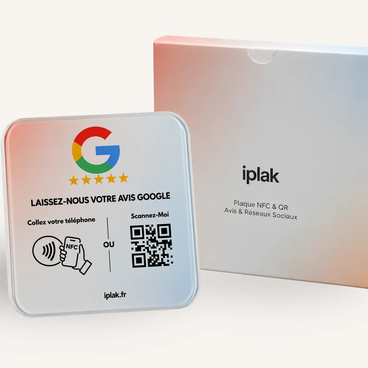 Plaque Avis Google NFC + QR Code | L'iPlak Google — Boostez vos avis en 5 secondes