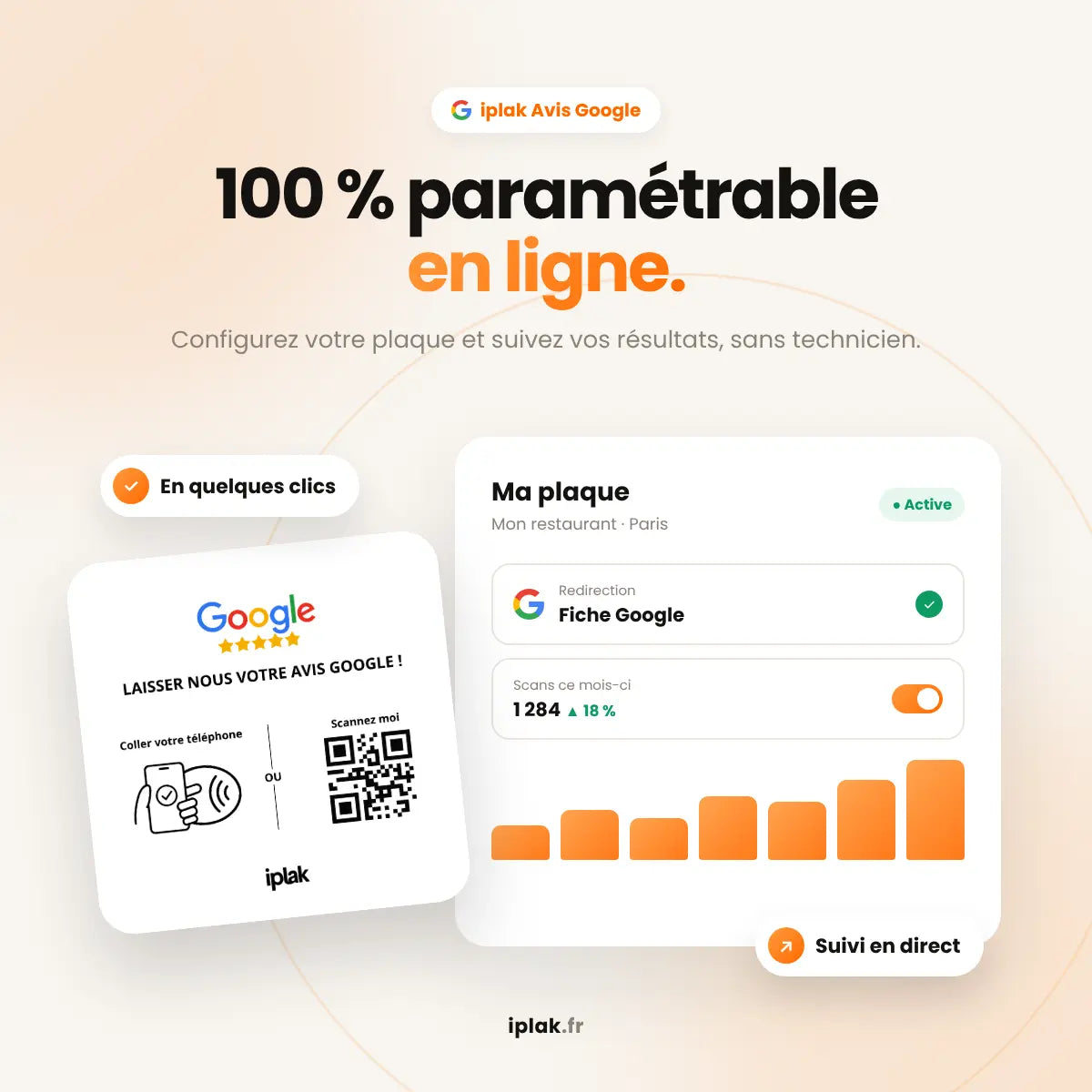 Plaque Avis Google NFC + QR Code | L'iPlak Google — Boostez vos avis en 5 secondes