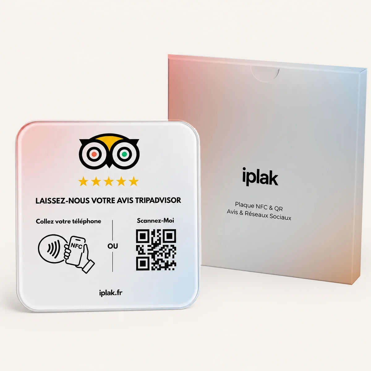 Plaque Avis TripAdvisor NFC +QR Code | L'iplak TripAdvisore — Boostez vos avis en 5 secondes