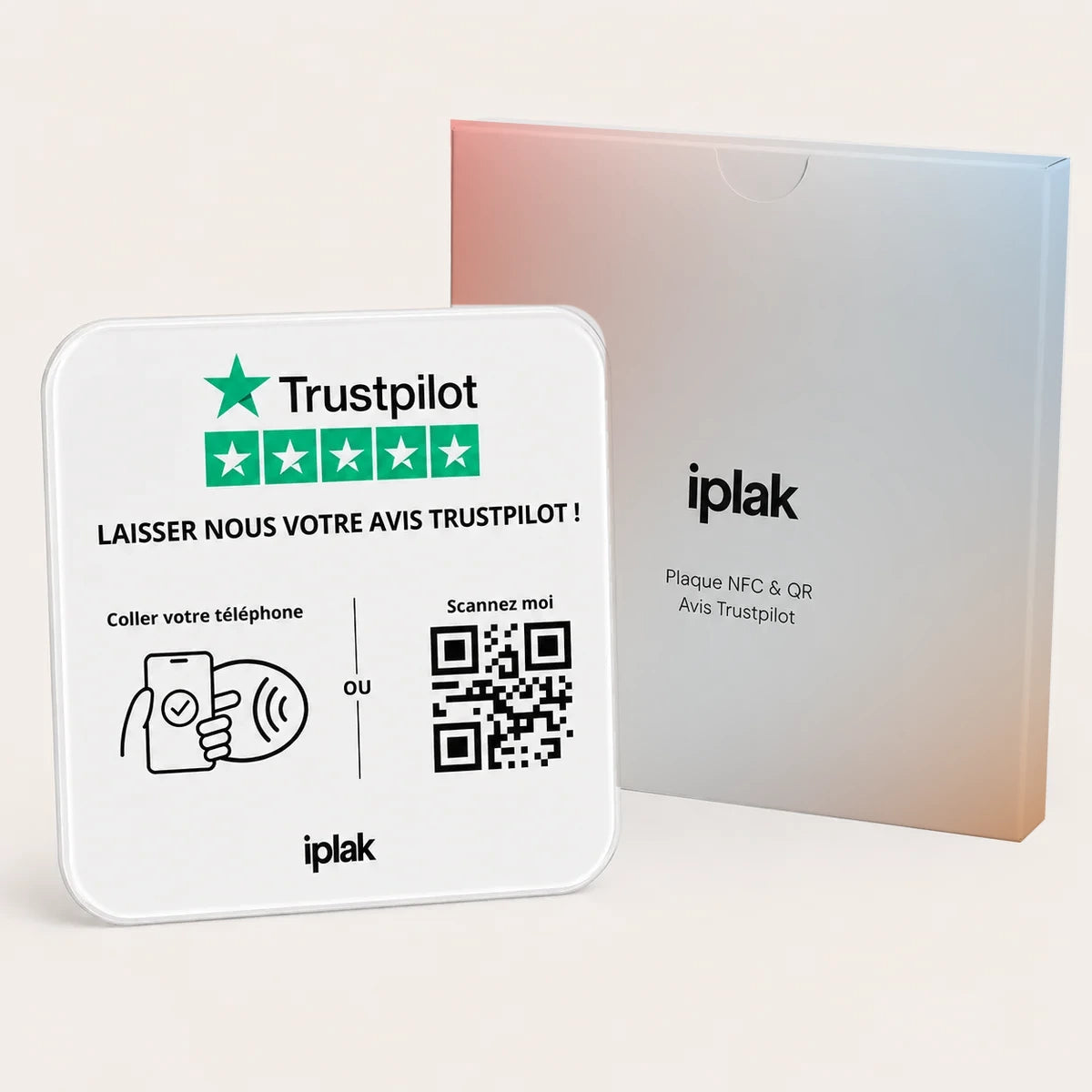 Plaque Avis Trustpilot NFC + QR Code | Collectez plus d'avis clients en quelques secondes