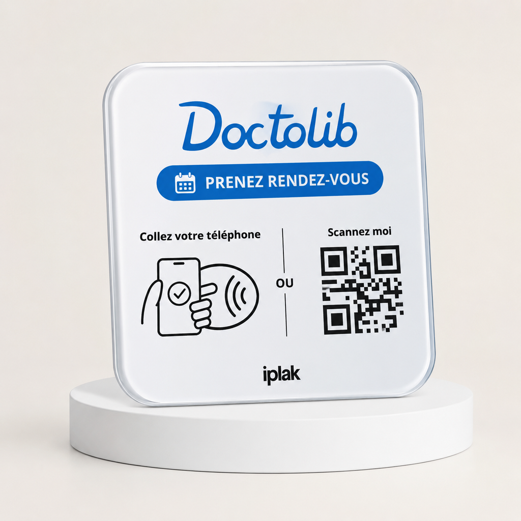 Plaque Rendez-vous Doctolib NFC + QR Code | Facilitez la prise de rendez-vous en ligne