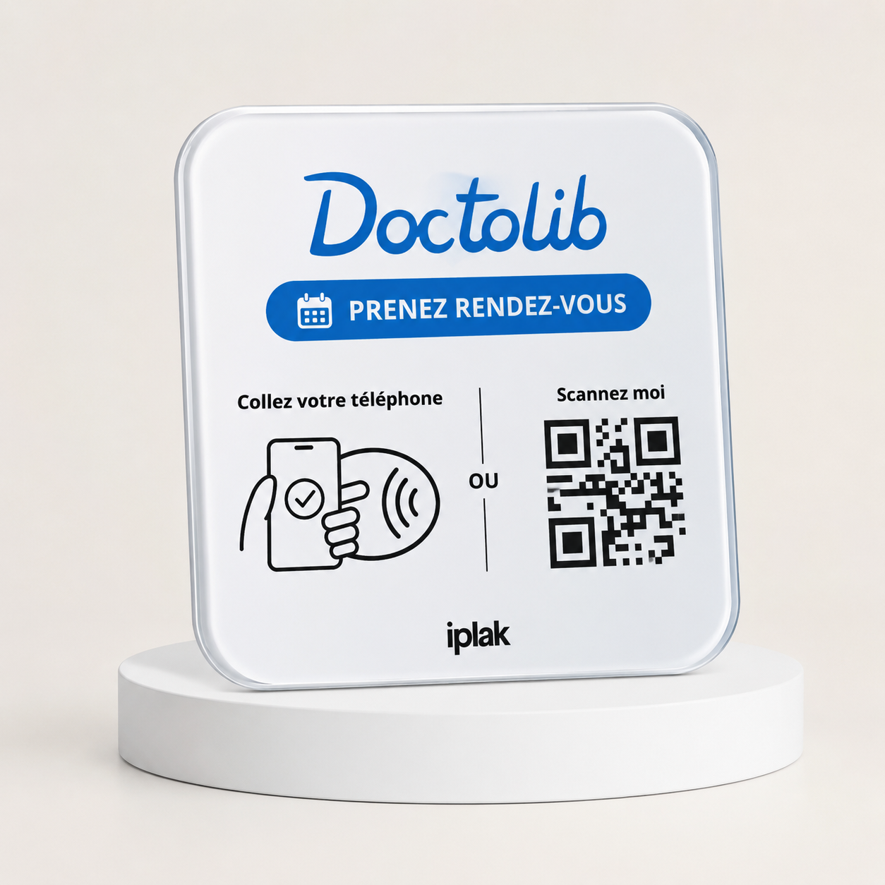 Plaque Rendez-vous Doctolib NFC + QR Code | Facilitez la prise de rendez-vous en ligne