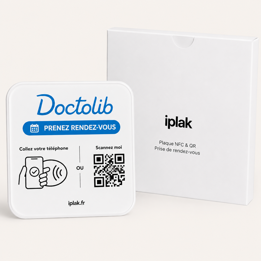 Plaque Rendez-vous Doctolib NFC + QR Code | Facilitez la prise de rendez-vous en ligne