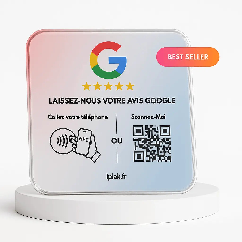 Plaque Google Avis  avec QR code et technologie NFC – iPlak